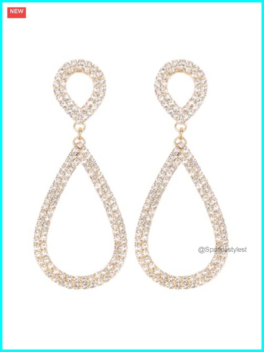 Rhinestone Teardrop Dangle Earrings Sparkly Wedding Jewelry